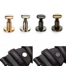 10SETS Flat Belt Screw Leather Craft Chicago Nail Brass Solid Rivet Stud Heads
