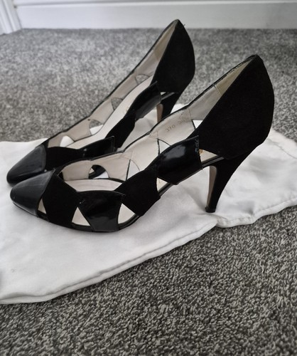 Vintage black suede patent - suede,