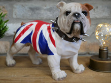British Bulldog Standing Sculpture Ornament Gift | Resin | Union Jack