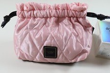 VICTORIA'S SECRET QUILTED DRAWSTRING POUCH BAG PINK BLACK 9X8"