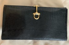 vintage Launer leather clutch Black London