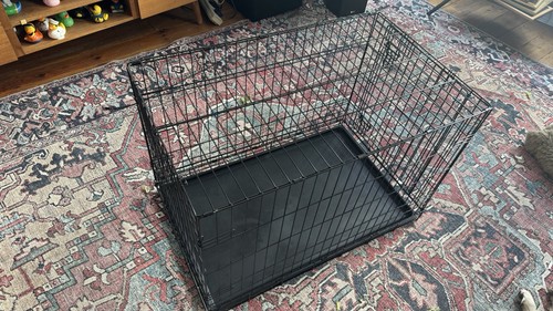 Large folding metal dog crate - large,