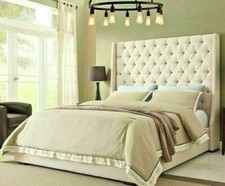Winged Bed Frame Upholstered
