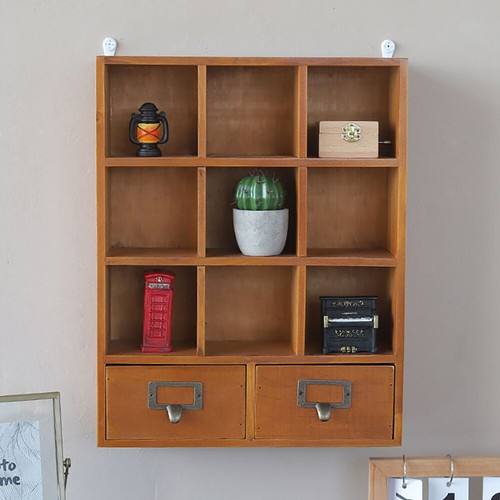 Grids wooden shelf bookcase - 9,