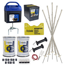 Electric Fence 9v Kit - Doblit A9 & Battery - White 5FT Posts & 20mm Tape - 400m