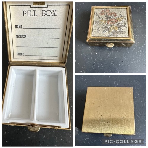Vintage gold tone floral - floral, pill