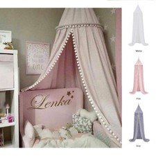 Unisex Baby Child Bed Cotton Modern Stylish Canopy Tent in Pink Grey White 