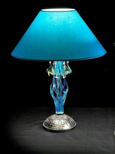 Elite Bohemia Real Crystal Glass Lamp Table/Desk Lamp Blue & Clear With Shade