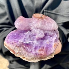 397G Natural amethyst agate hand carved crystal energy gift-