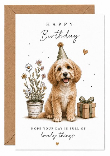 Labradoodle birthday card cute - labradoodle,