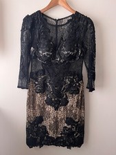 Forever Unique Dress Size 10 Black Lace Pencil 3/4 Sleeve Party Formal Elegant