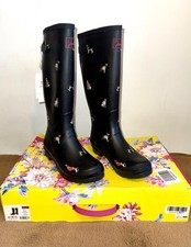 Joules Women's Adjustable Tall Printed Wellies - Navy Dog Size UK 7