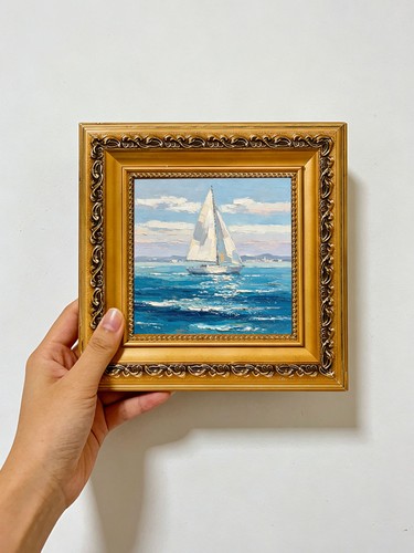 Sailboat blue sea impression - sailboat,