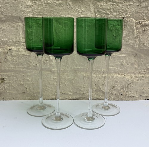 Four vintage hand - blown, tall