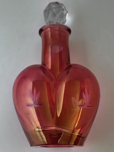 Vintage cranberry etched glass - cranberry,