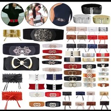 Women Ladies Wide Elastic Stretch Waist Belt Black Cinch Waistband Fashion Gift