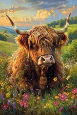 Highland Cow Animal Canvas Picture Print Wall Art