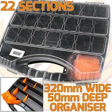 DIY Organiser 22 Compartment Parts Storage Screws Nails Carry Case Tool Box