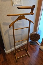 Vtg. Gentlemans Valet Stand S.P.Q.R. Rack Brass Wood Butler Italy Suit Rack