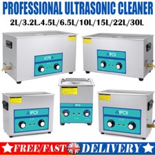 0.8/2/3/6/10/15/30L Ultrasonic Cleaner w Knob Control Gentle Modes Heater Timer