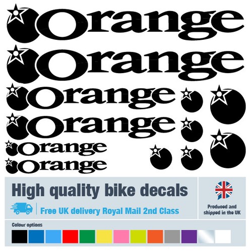 Orange bike decals labels with