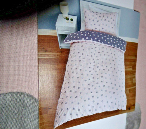 Pink and grey polka dots - grey,