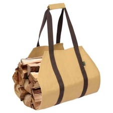 Waxed Canvas Log Holder Firewood Carrier Kindling Tote Carrying Transport Bag