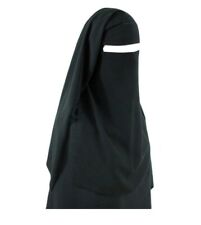 2 two layer niqab Face Cover Veil Burqa traditional black soft fabric