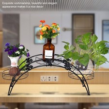 Black Elegant Iron Floor-Standing Plant Display Stand Flower Pot Rack For G TU