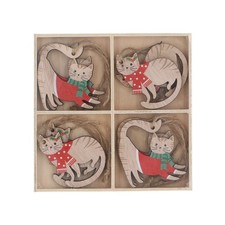 Cat Christmas Wooden Hanging