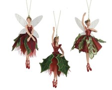 Holly Fairy Christmas Tree Decoration Woodland Forest Fairy Hanging Ornament