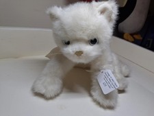 Vintage TY 2002 Classic Plush Isis White Cat Kitten Pink Bow Soft Toy 9"