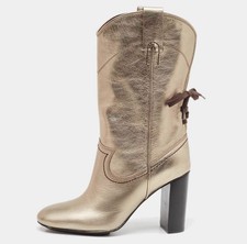 See by Chloé Metallic Gold leather Mid-Calf Boots – Size 37 – Brand New