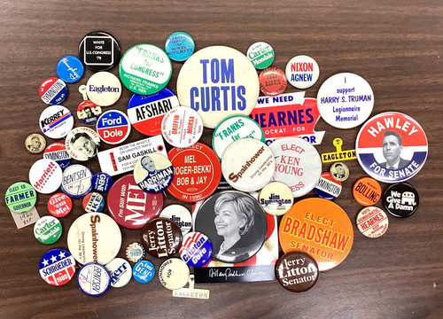Large lot poilitical buttons - poilitical,