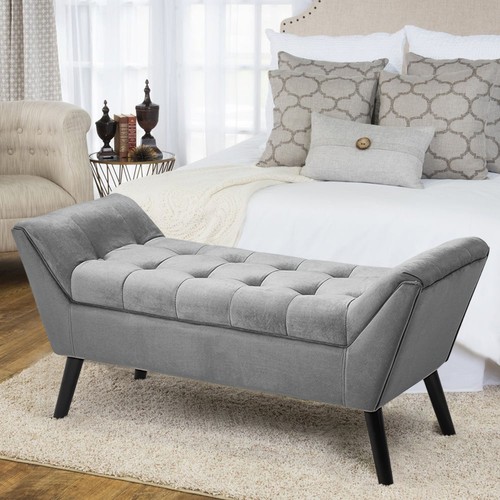 Velvet bed end arm bench - velvet,