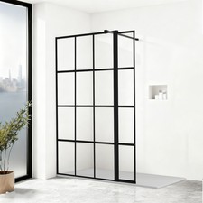 Black Grid Shower Screen Walk