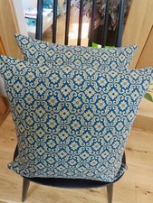 LAURA ASHLEY 18” -PAIR - Vintage  'Sitwell' Rare,  Blue Cotton Cushion Covers