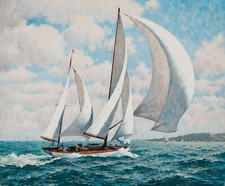 Arthur Sarnoff - Sailing Yawl Sailboat 1960s Schooner - 17" x 22" Fine Art Print