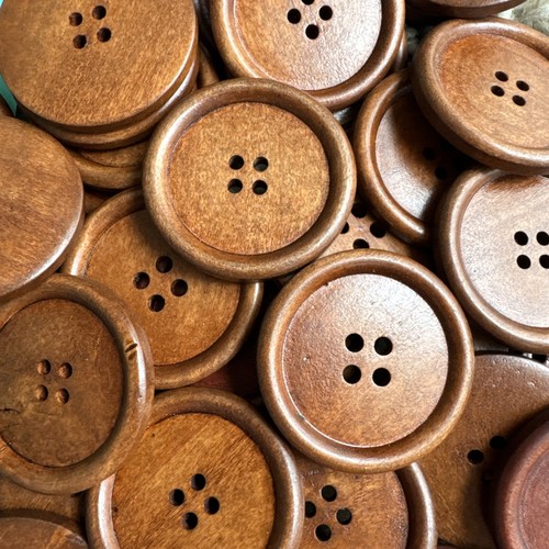 Brown round wooden - round, buttons