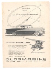1955 Oldsmobile 98 Coupe ORIGINAL PRINT AD 6 1/2" x 9"  "Powered by Rocket 202" 