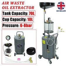 Oil Drain Tank Garage 70L Air Discharge Waste Oil Drainer Chang Extractor Pan UK