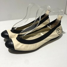 Chanel cream black leather