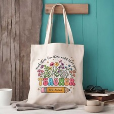 Personalised Wild Flowers Teacher Tote Bag | Personalised Teacher Gift |