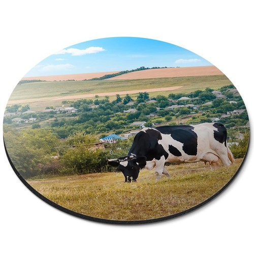 Round mouse mat black - black, white
