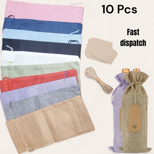 10x burlap wine bags bottles - bags,