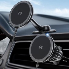 Wireless Car Mount Charger Strong Magnet Phone Holder Air Vent 360°View 120V NEW
