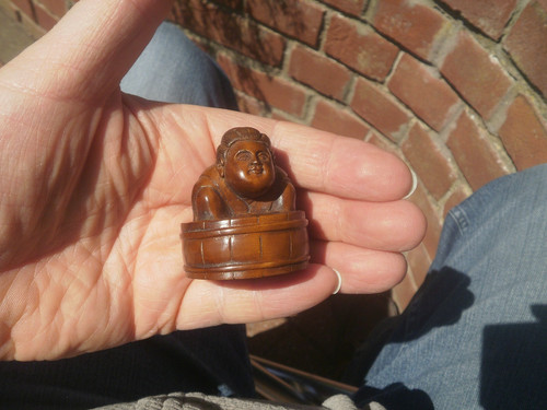 Hand carved wood netsuke a - carved, of