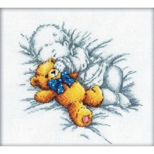 RTO counted Cross Stitch Kit "Baby with teddy-bear" M158, 20x18 cm, DIY