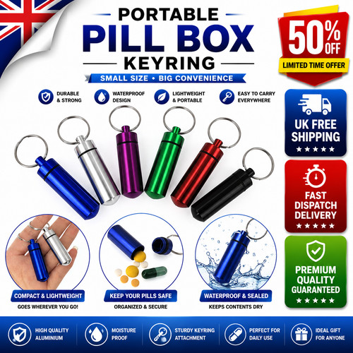 Keychain pill holder organizer - keychain,