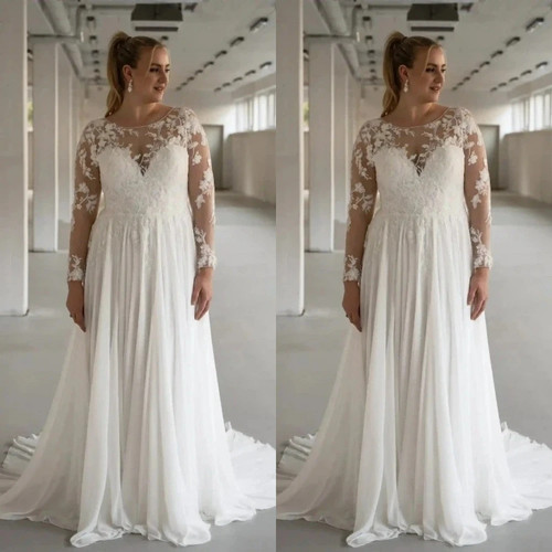 Chiffon wedding dresses plus - chiffon,